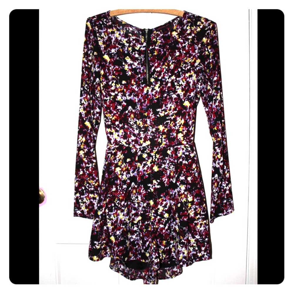 Material girl small floral romper black purple s